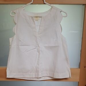 Maeve White Sleeveless Blouse with Mandarin Collar